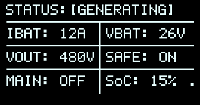 OLED generating screen example with battery state of charge
